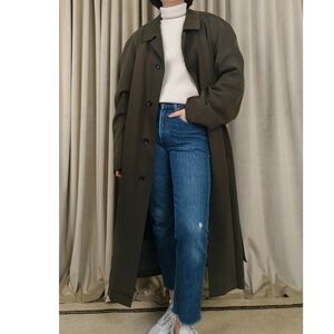 Vintage Sanyo Dark Green Trench Coat with Detachable Lining